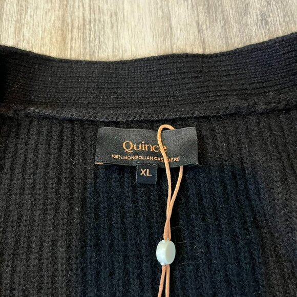 NWT! Quince Mongolian Cashmere Fisherman Boxy Cropped Cardigan Sweater, Black XL - Picture 10 of 14